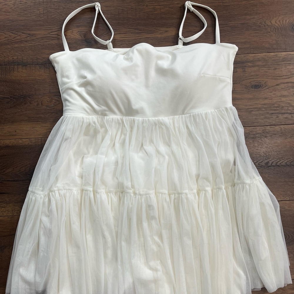 POPFLEX White Pirouette Babydoll Dress